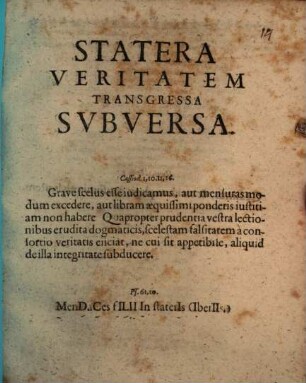 Statera Veritatem Transgressa Subversa