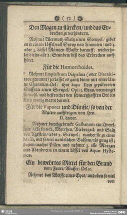 Den Magen zu stärcken, und das Erbrechen zu verhindern