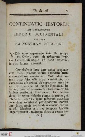 Continuatio Historiæ ab restaurato Imperio Occidentali usque ad nostram Ætatem
