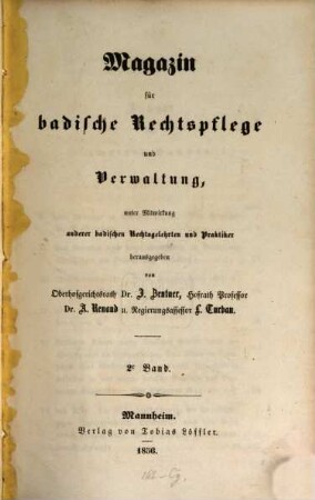 Magazin für badische Rechtspflege und Verwaltung. 2, 2. 1855
