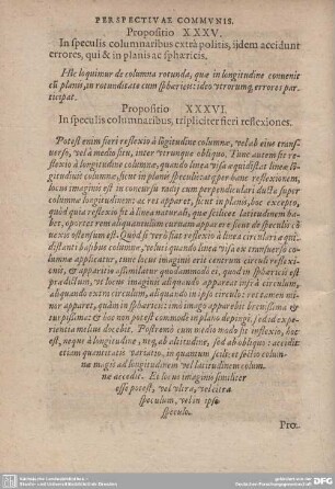 Propositio XXXV. In speculis columnaribus extra politis, ijdem accidunt errores, qui & in planis ac sphaericis.