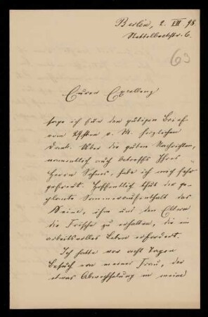 63: Brief von Friedrich Ritgen an Gottlieb Planck, Berlin, 2.7.1898