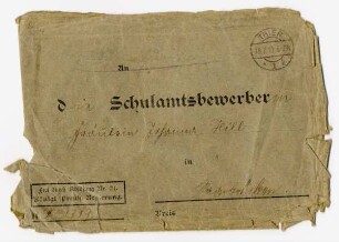 An die Schulamtsbewerberin Fräulein Johanna Hill