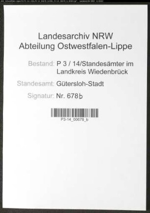Sterberegister Standesamt Gütersloh-Stadt