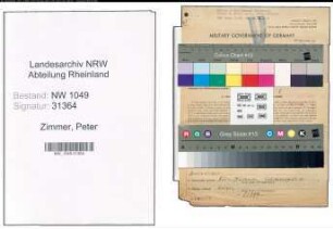 Entnazifizierung Peter Zimmer , geb. 06.02.1892 (Kaufmaennischer Angestellter)