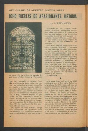 Ocho puertas de apasionante historia : Del pasado de nuestro Buenos Aires