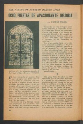 Ocho puertas de apasionante historia : Del pasado de nuestro Buenos Aires