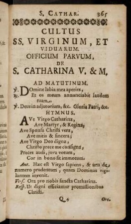 365-370, Cultus SS. Virginum, Et Viduarum De S. Catharina