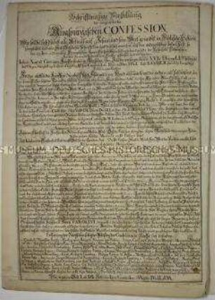 "Schrifftmäßige Vorstellung der ungeänderten Augspurgischen Confession ..." - Titelblatt eines Werkes zum 200. Jahrestag