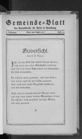 Gedicht. Zuversicht.