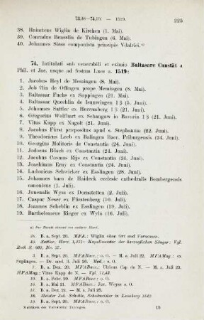 225-228, Matrikel 74, 1-33 (1519) und 75, 1-37 (1519/20)