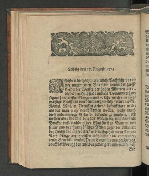 [Flugschrift zum Sieg über Frankreich und Bayern bei Höchstädt.]