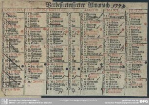 Verbesserter Almanach 1773