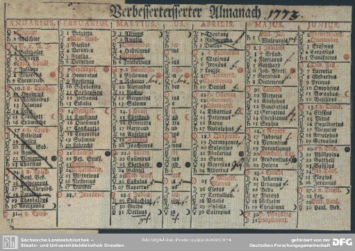 Verbesserter Almanach 1773