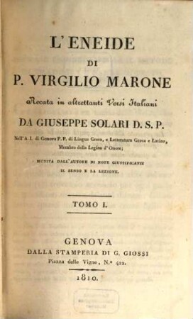 L' Eneide di P. Virgilio Marone, 1