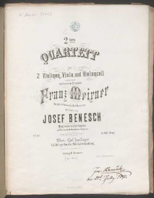 2.tes Quartett für 2 Violinen, Viola u. Violoncell : op. 30