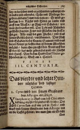 Das vierdte und letzte Hundert nützlicher und lustiger Historien
