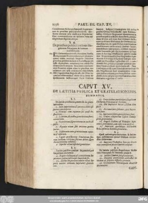 Caput XV. De Laetitia Publica Et Gratulationibus.