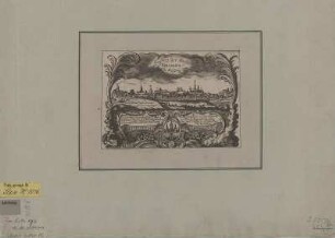 Ansicht von Freiberg, Kupferstich, um 1750 : Prospect der Stadt Freyberg in Meißen. - [S.l.] , [um 1750]. - 1 Kunstbl. : Kupferst. ; 16 x 11 cm