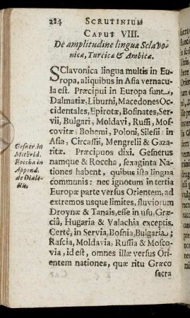 Caput VIII. De amplitudine linguæ Sclavonicæ, Turciæ & Ambicæ.