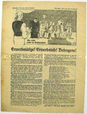 Reaktionäres Propagandaflugblatt (Ludendorff) mit scharfer Polemik gegen alle Parteien der Weimarer Republik und Aufruf zum Wahlboykott