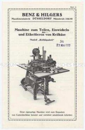 Maschine zum Teilen, Einwickeln und Etikettieren von Keilkäse. Modell "Keilkäpaketi"