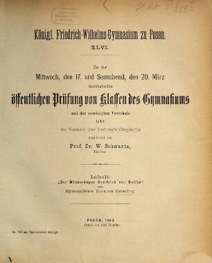 Zu der ... stattfindenden öffentlichen Prüfung ladet ... ergebenst ein. 1879/80
