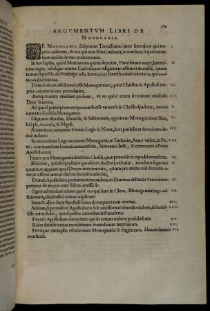 Argumentum Libri De Monogamia.