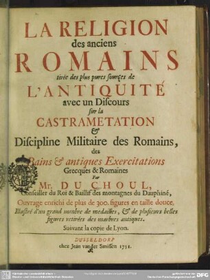 La Religion des anciens Romains tirée des plus pures sourçes de L'Antiquité