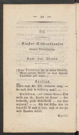 III. Kloster Riddagshausen ohnweit Braunschweig