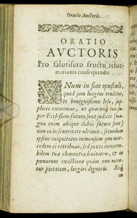 Oratio Auctoris Pro salutifero fructu reformationis consequendæ.