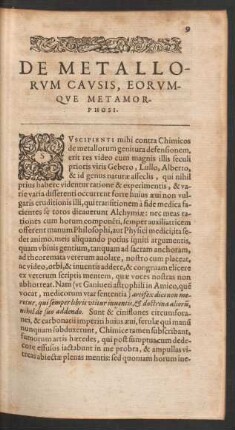 De Metallorum Causis, Eorumque Metamorphosi.