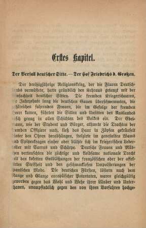 Erstes Kapitel. Der Verfall deutscher Sitte. - Der Hof Friedrichs d. Großen