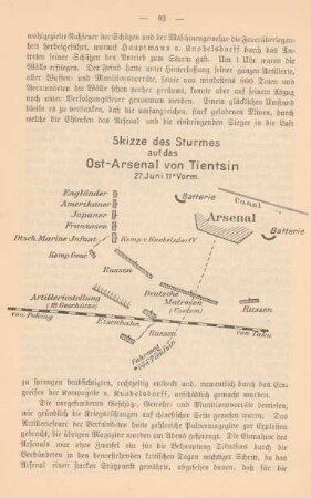 Skizze des Sturmes auf dast Ost-Arsenal von Tientsin 27. Juni 11° Vorm.