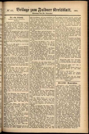 Zweite Ausgabe vom Dienstag, den 19. November 1901.