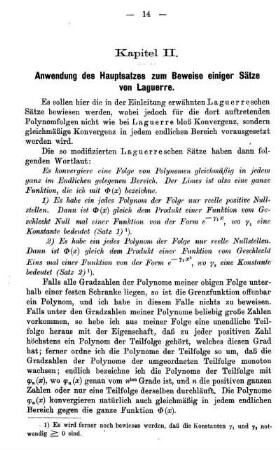 II. Kapitel - Anwendung des Hauptsatzes zum Beweise einiger Sätze von Laguerre.