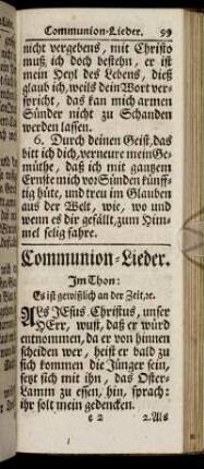 Communion-Lieder. - Trost-Lieder in grosser Anfechtung.
