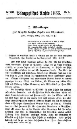 Zur Geschichte deutscher Schulen und Schulmänner