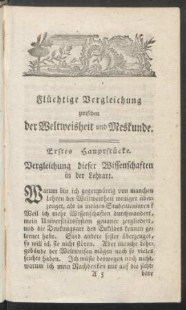 Erstes Hauptstücke. Vergleichung dieser Wissenschaften in der Lehrart