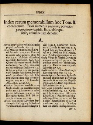 Index rerum memorabilium hoc Tom. II. contentarum ...