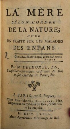 La mère selon l'ordre de la nature