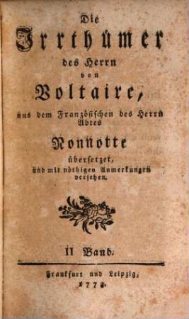 Die Irrthümer des Herrn von Voltaire, 2