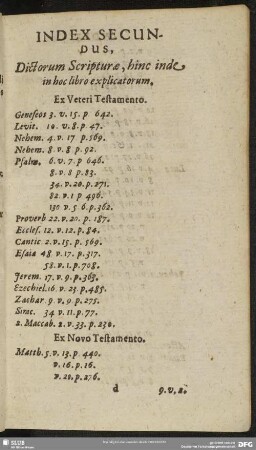 Index Secundus, Dictorum Scripturae, hinc inde in hoc libro explicatorum