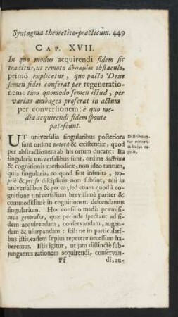 Cap. XVII. In quo modus acquirendi fidem sic traditur ...
