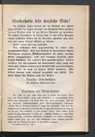 Wiederholte sehr herzliche Bitte!