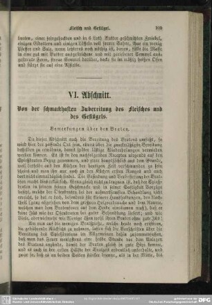 VI. Abschnitt. Von der schmackhaften Zubereitung des Fleisches und des Geflügels