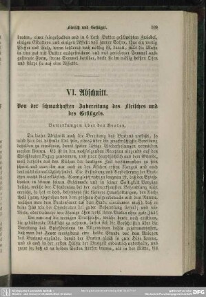 VI. Abschnitt. Von der schmackhaften Zubereitung des Fleisches und des Geflügels