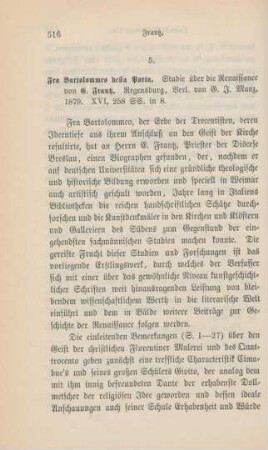516-524 [Rezension] Frantz, Erich, Fra Bartolommeo della Porta