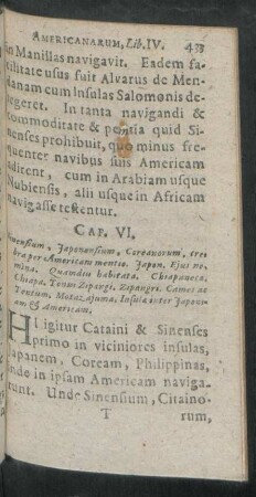 Cap. VI. Sinensium, Iaponensium, Coreanorum, crebra per Americam mentio ...
