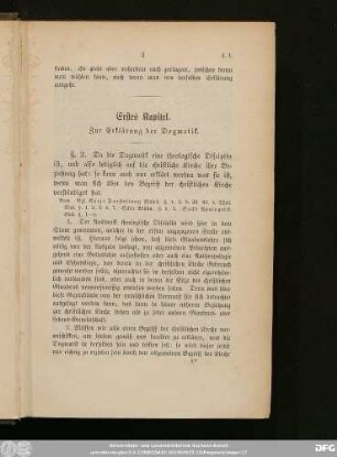 Erstes Kapitel. Zur Erklärung der Dogmatik.